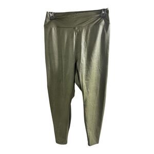 OFFLINE by Aerie Legging Women Large Olive‎ Green Faux Leather High Waisted
